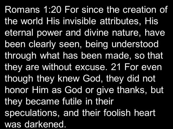 Jesus - Romans 1 without an exuse nature