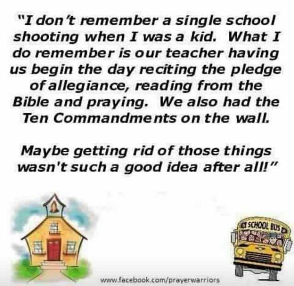 gun control - meme of 10 commandments prayer reading bible study pledge of alliegence