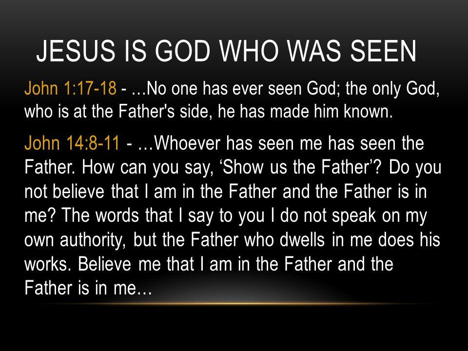 Jesus - he who has seen me has seen the father