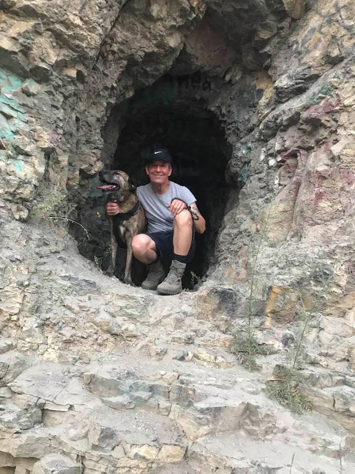 This image has an empty alt attribute; its file name is rv-me-and-duke-in-cave.jpg